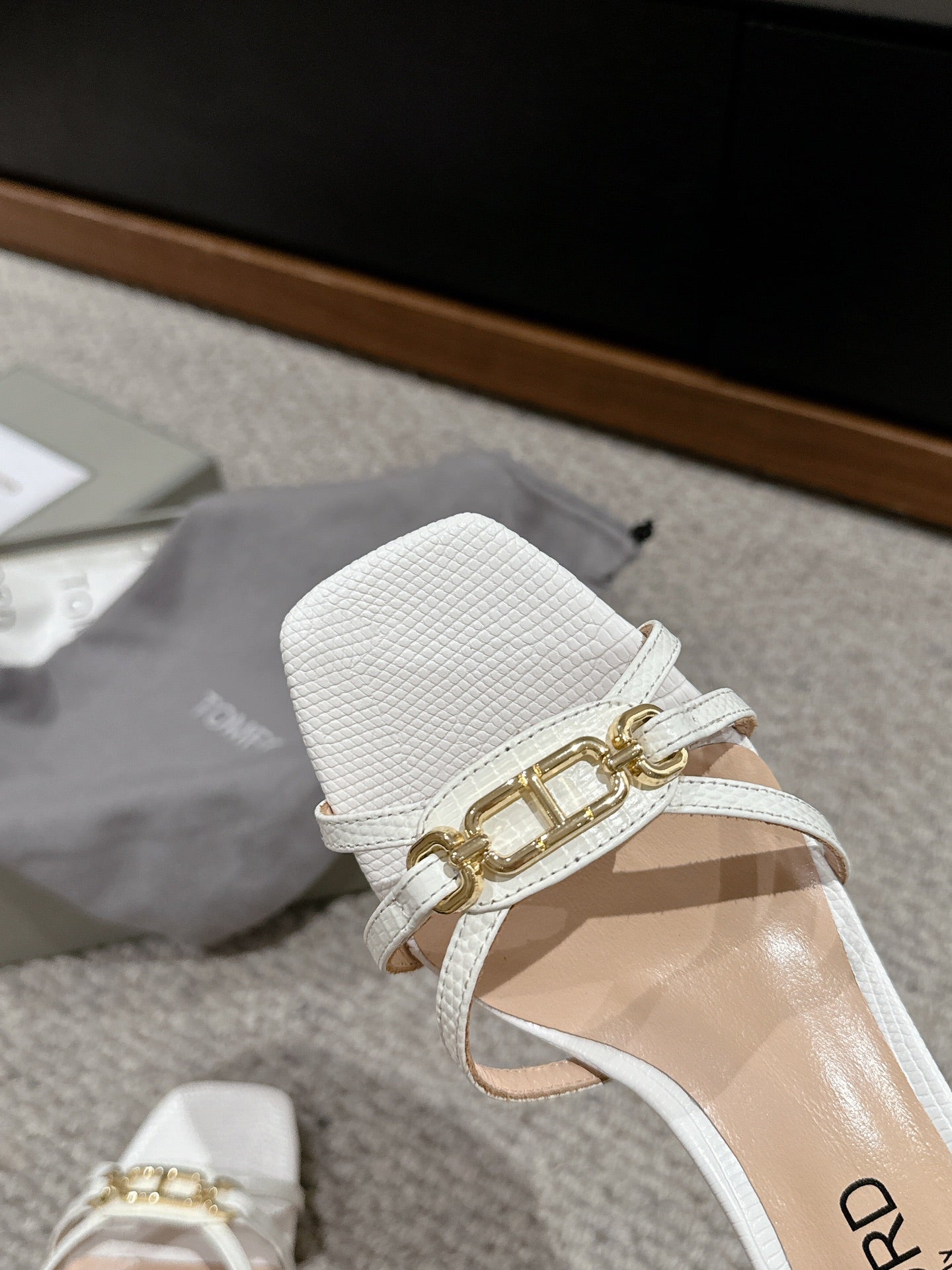 WHITNEY HIGH 6 CM MULE IN WHITE CROCODILE LEATHER