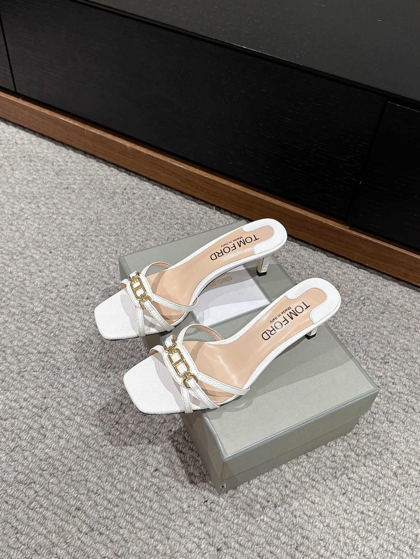WHITNEY HIGH 6 CM MULE IN WHITE CROCODILE LEATHER