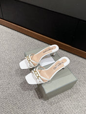 WHITNEY HIGH 6 CM MULE IN WHITE CROCODILE LEATHER