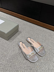 WHITNEY SLIDE IN SILVER CROCODILE LEATHER