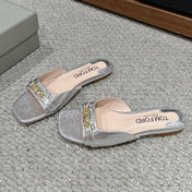 WHITNEY SLIDE IN SILVER CROCODILE LEATHER