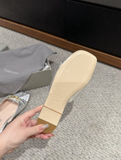 WHITNEY SLIDE IN SILVER CROCODILE LEATHER