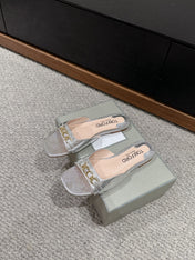 WHITNEY SLIDE IN SILVER CROCODILE LEATHER