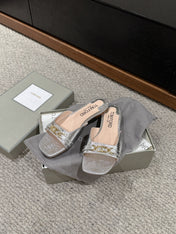 WHITNEY SLIDE IN SILVER CROCODILE LEATHER