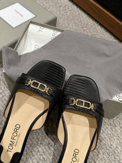 WHITNEY SLIDE IN BLACK CROCODILE LEATHER