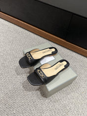 WHITNEY SLIDE IN BLACK CROCODILE LEATHER