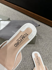 WHITNEY SLIDE IN WHITE CROCODILE LEATHER