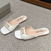 WHITNEY SLIDE IN WHITE CROCODILE LEATHER