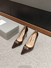 ROMAN HIGH-HEEL 10 CM IN PECAN BROWN CALFSKIN