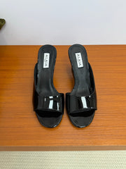 ALAIA WEDGE SANDALS 25S IN BLACK LAMBSKIN
