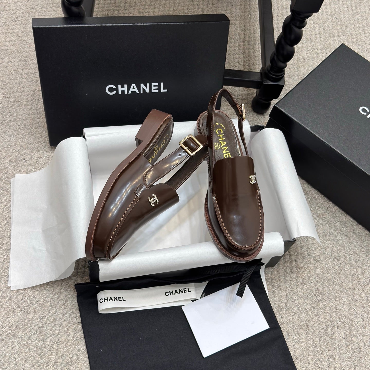 CC 25C Slingback Loafer Chocolate Patent Leather