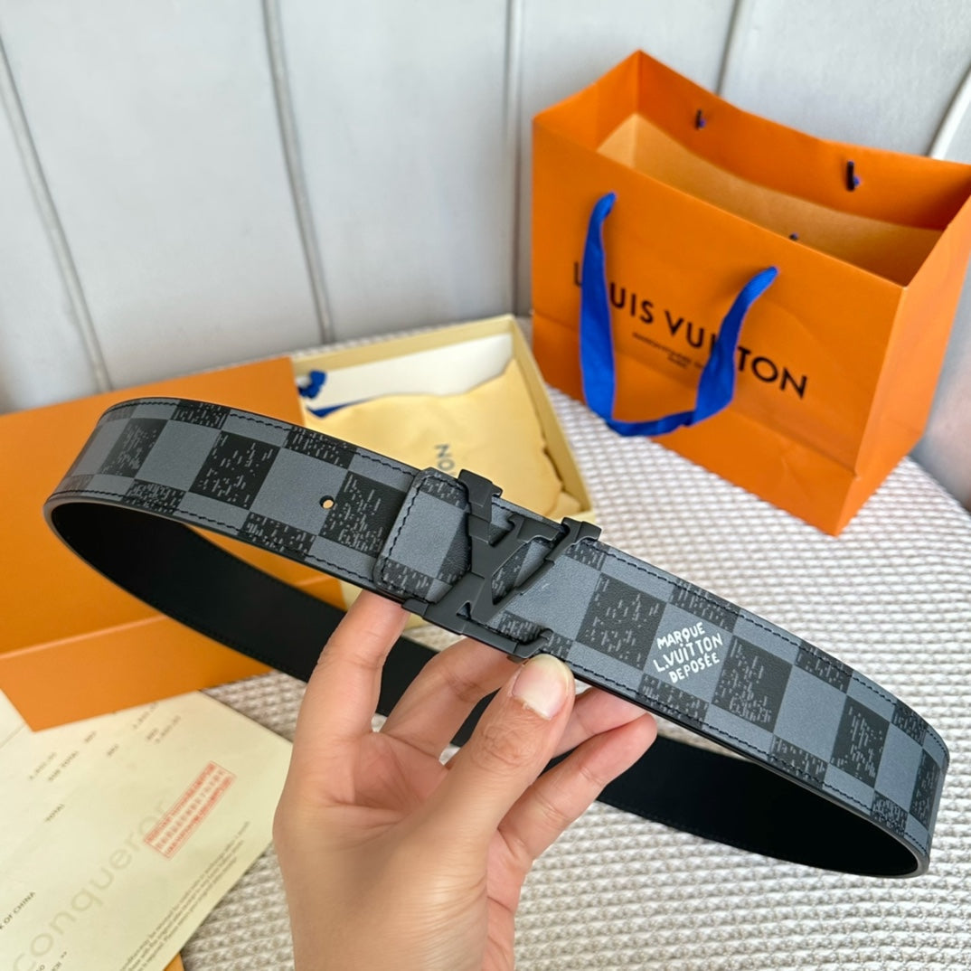 LV 25S BELT 40 MM IN BLACK MIX GREY CALFSKIN 593224