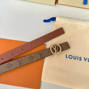 LV Circle Nautical 20mm Reversible Square End Tip Belt Gold Buckle Tan Light Brown lambskin