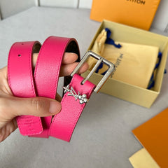 LV BLOOM 30MM BELT IN DEEP PINK CALFSKIN SILVER HARDWARE