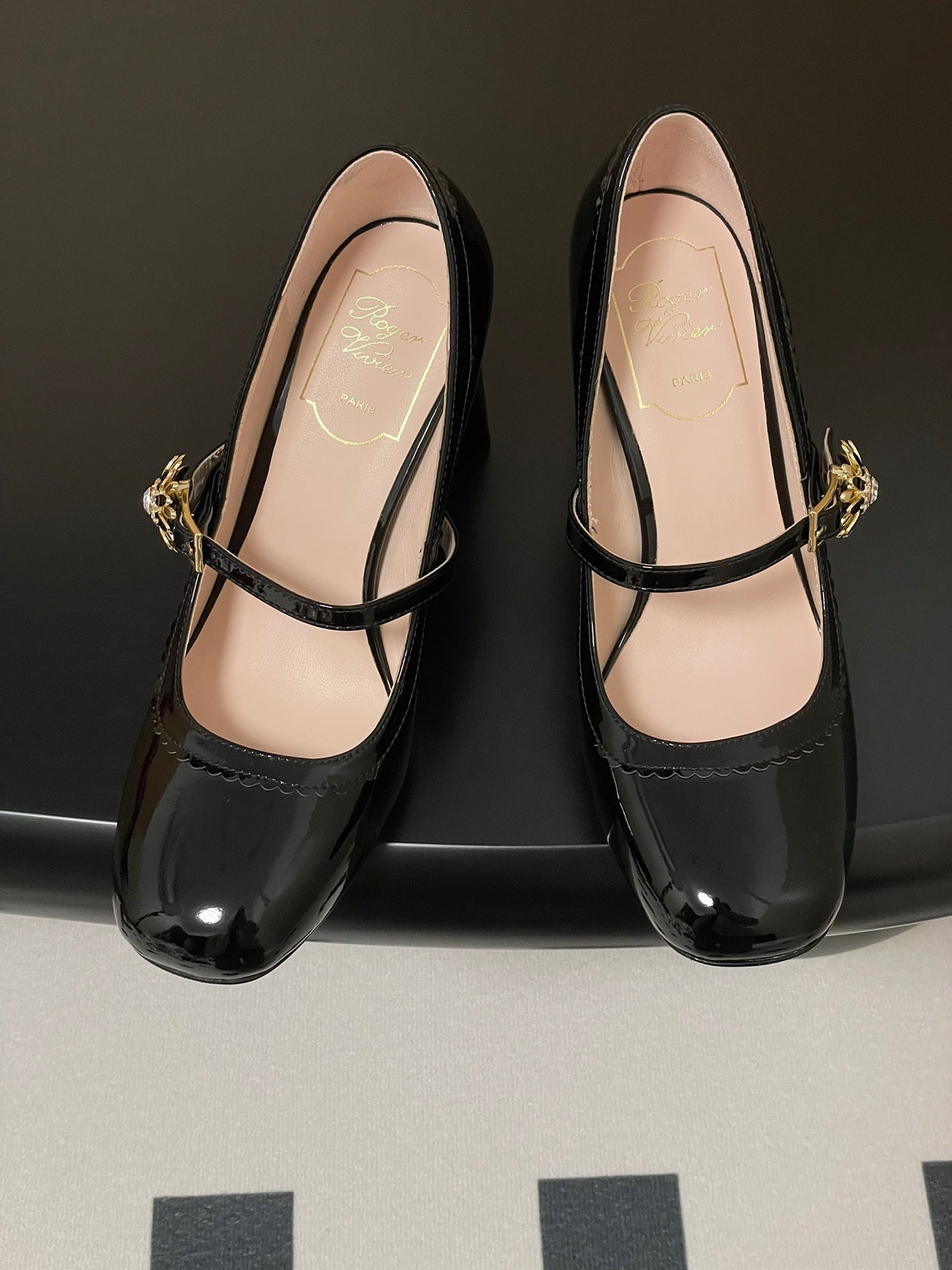 TRÈS VIVIER MARY JANE PUMPS 85MM IN BLACK GLOSSY CALFSKIN
