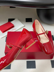 TRÈS VIVIER MARY JANE PUMPS IN RED PATENT CALFSKIN