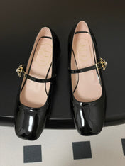 TRÈS VIVIER MARY JANE PUMPS IN BLACK PATENT CALFSKIN