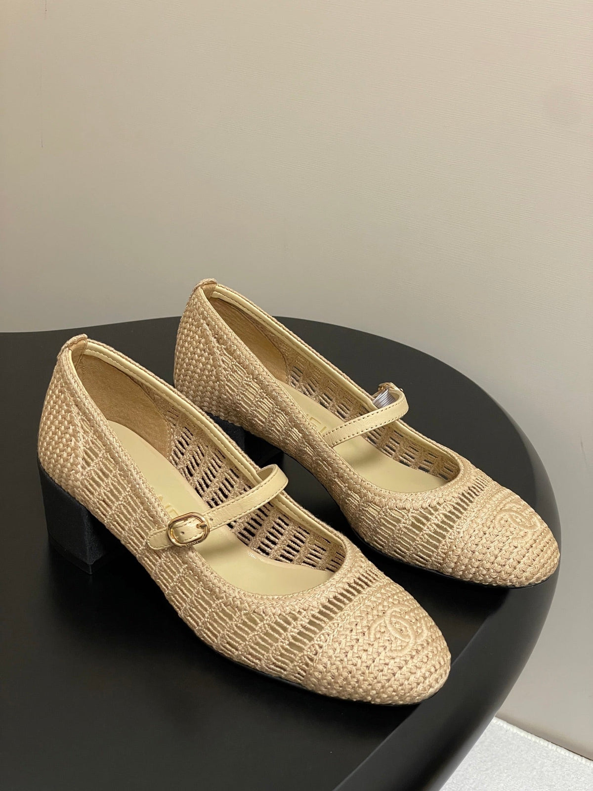 HIGH BALLET MARY JANE 50MM IN NATURAL BEIGE RAFFIA
