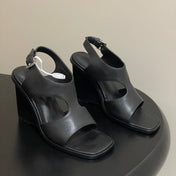 HM 25S KALYA WEDGE SANDAL 100 MM IN BLACK LAMBSKIN