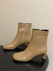 BALENCIAGA 25S ANKLE BOOTS 65 MM IN BEIGE BROWN COW LEATHER