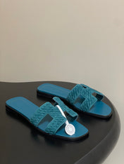 HM 25S ORAN SANDAL IN DARK BLUE SUEDE AND LAMBSKIN