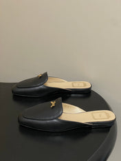 DIOR 26S MULES IN BLACK CALFSKIN WITH BOW