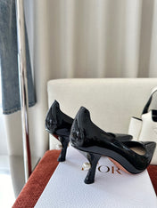 DIOR TRIBALES HIGH HEELS 80 MM 25S IN BLACK GLOSSY LEATHER