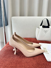 DIOR TRIBALES HIGH HEELS 80 MM 25S IN BEIGE GLOSSY LEATHER