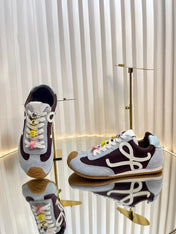 LOEWE 26S RUNNER 2.0 SNEAKERS IN LIGHT BLUE SUEDE AND BROWN FABRIC