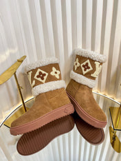 SNOWDROP FLAT ANKLE BOOTS IN CIDER BROWN SUEDE