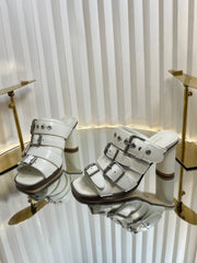 PUNK HEEL SLIDES 25S 80MM IN WHITE CALFSKIN