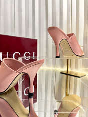 GUCCI 26S HIGH-HEELED SANDALS 100 MM IN PINK SATIN