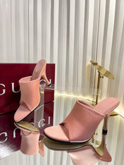GUCCI 26S HIGH-HEELED SANDALS 100 MM IN PINK SATIN