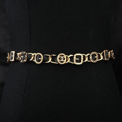 CHANEL 25S CHAIN BELT IN GOLD METALLIC AND BLACK CALFSKIN 614282