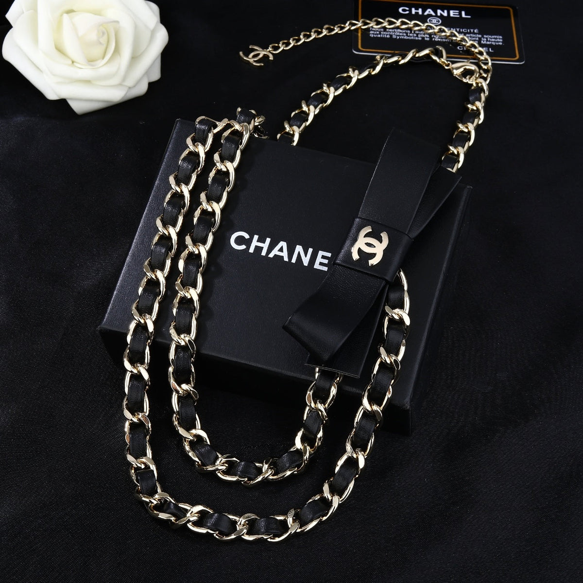CHANEL 25S CHAIN BELT IN BLACK CALFSKIN 610547