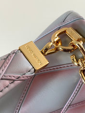 LV 25S GO-14 MM 23 IN LAVENDER GRAY QUILTED LAMBSKIN GOLD HARDWARE