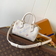 LV 25S NANO SPEEDY 16 IN BEIGE DREAM EMBOSSED TEXTURED CALFSKIN
