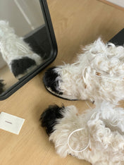 CC ANKLE BOOTS IN WHITE MIX BLACK WOOL FUR