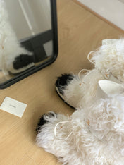 CC ANKLE HIGH BOOTS IN WHITE MIX BLACK WOOL FUR