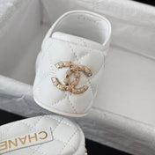 Thick Sole Slope Heel Weddge Lambskin White