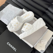 Thick Sole Slope Heel Weddge Lambskin White