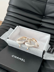 WHITE FABRIC CC SLIDE SANDALS