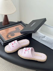 SLIPPERS IN LIGHT PINK SHEEPSKIN MIX FABRIC AND STRAPS BASE