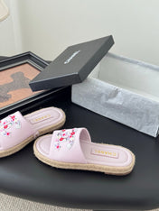 SLIPPERS IN LIGHT PINK SHEEPSKIN MIX FABRIC AND STRAPS BASE