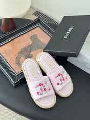 SLIPPERS IN LIGHT PINK SHEEPSKIN MIX FABRIC AND STRAPS BASE