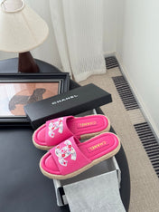 SLIPPERS IN PINK SHEEPSKIN MIX FABRIC AND STRAPS BASE