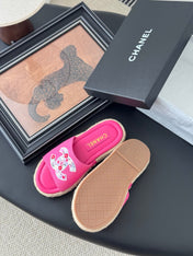 SLIPPERS IN PINK SHEEPSKIN MIX FABRIC AND STRAPS BASE