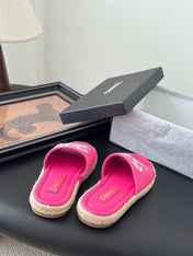 SLIPPERS IN PINK SHEEPSKIN MIX FABRIC AND STRAPS BASE