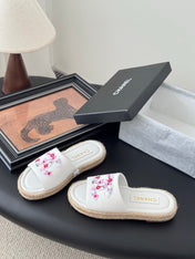 SLIPPERS IN WHITE SHEEPSKIN MIX FABRIC AND STRAPS BASE