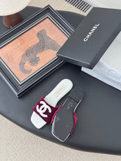 SLIPPER IN WHITE CALFSKIN MIX RED VELVET